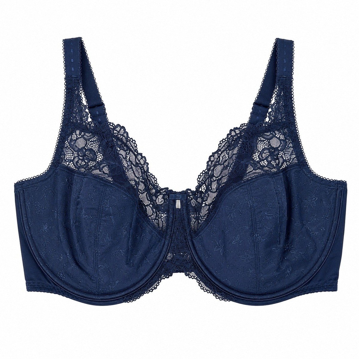 DELIMIRA 44H Bra Full Coverage Unlined Underwire Minimizer Blue Lace Women W578