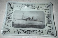 VINTAGE SS HIMALAYA SHIP Glass Trinket  DISH OR ASHTRAY NAUTICAL Rare Cruise