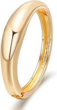 Gold Plated Chunky Bracelets for Women-Gold Open Bangle Cuff Waterproof Birthday