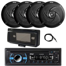 Pyle Marine Bluetooth CD Receiver, 4x 8" 320W Speakers, Cover Black , Antenna