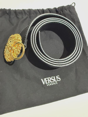 VERSUS VERSACE Lion Head Leather Belt   Made in Italy 105/42