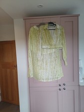All saints Clara noche yellow animal print skirt shirt coord Size 12 allsaints