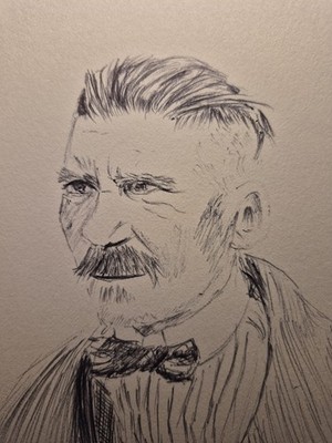 Kugelschreiber kleine Zeichnung von Arthur Shelby Peaky Blinders A6