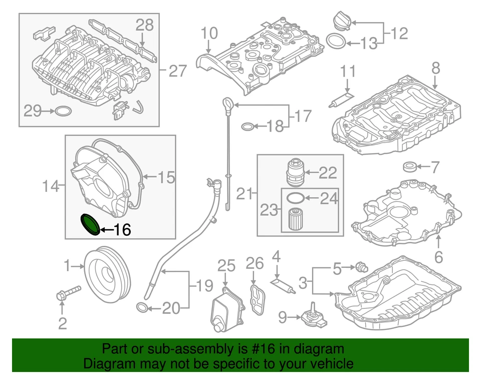 Retentor de vedação principal traseiro Volkswagen genuíno 06A-103-171-A - Imagem 2 de 4
