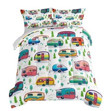 Happy Camping Bedding Twin Comforter Set for Girls  Boys, Rustic Farmhouse C...