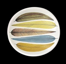 1950s Stig Lindberg Feather Pottery Bowl Gustavsberg, MCM Faience Earthenware