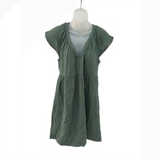 Old Navy Womens Dress Small Tall Green V Neck Sleeveless Casual Tiered