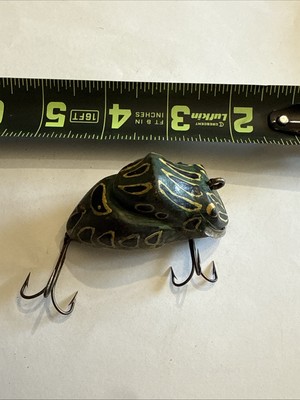 Vintage Rare Unknown Wood Folk Art Frog Fishing Lure 2.5” Great Colors