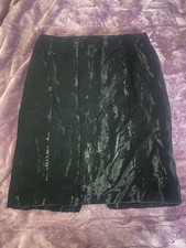 1980s BETSEY JOHNSON "PUNK" Label Black Velvet Pencil Skirt W/Back Slit. L