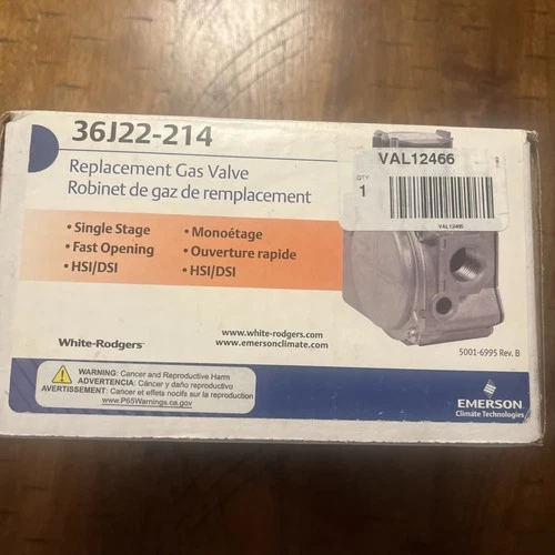 White-Rodgers 36J22-214 Gas Valve, Ng/Lp, Hot Surface, 24 V, Fast Opening, -40