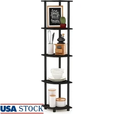 5 Tier Corner Shelf Space Saving Bookshelf Multi-Purpose Organizer Home Office