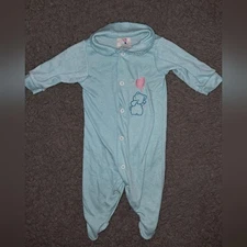 Vintage Blue Baby sleeper with Bear and Balloon