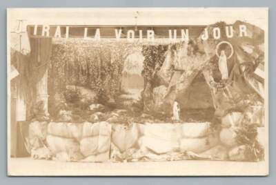 Lourdes Grotto Model ''J'Irai la Voir un Jour'' RPPC Quebec Catholic Photo~1920s