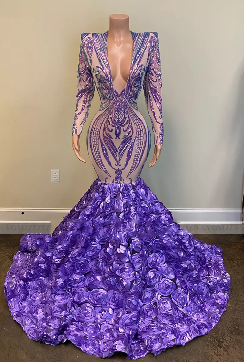 purple mermaid prom dress