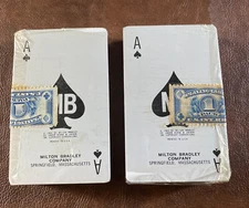 Vintage Sealed Playing Cards NIP Tax Stamp Milton Bradley NOS Two Decks