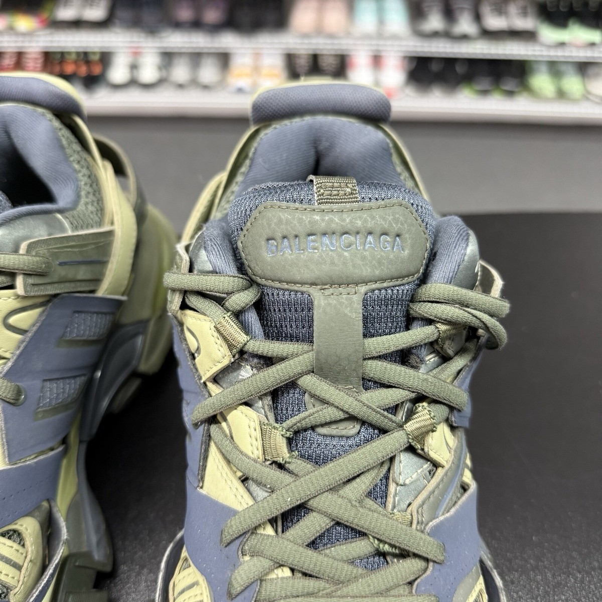 Balenciaga Track Trainer Green Navy Yellow 542023W3AD13123 Balenciaga Track Trainer Green Navy Yellow 542023W3AD13123