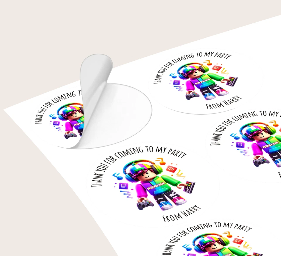 Персонализированный круглый день рождения вечеринки сладкая сумка наклейки Kids мальчика Roblox дизайн - Изображение 2 из 2