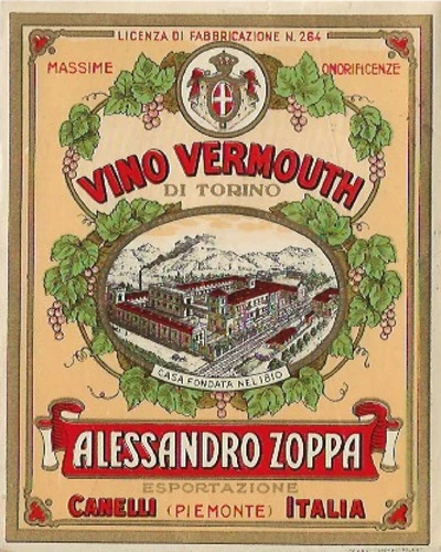 LAME LABEL WINE VERMOUTH TORINO CANELLI 1930 CHROMOLITHOGRAPHY NECCHI MILAN