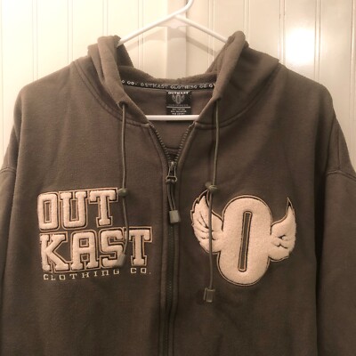 OUTKAST CLOTHING VINTAGE BROWN Full Zip Up Hoodie Mens XL