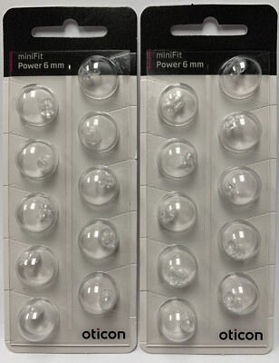 2 Packs Oticon miniFit 6mm Power Domes For Hearing Aids. 20 Domes Total.