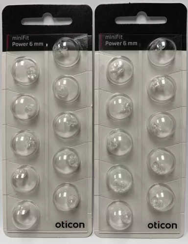 2 Packs Oticon miniFit 6mm Power Domes For Hearing Aids. 20 Domes Total.