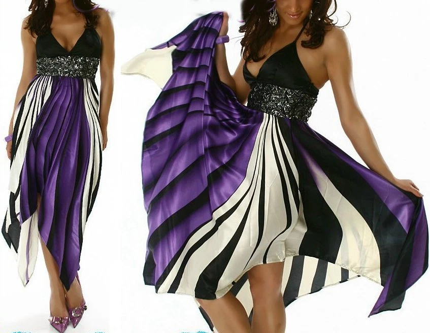 SeXy Damen Satin Kleid Salsa Dance Tango Dress S/M 34/36 M/L 36/38 bunt NEU TOP - Bild 1 von 2