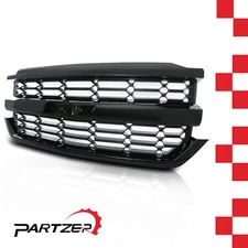Front Upper Grille Bumper Fit 2016-2018 Chevrolet Silverado 1500 Gloss Black