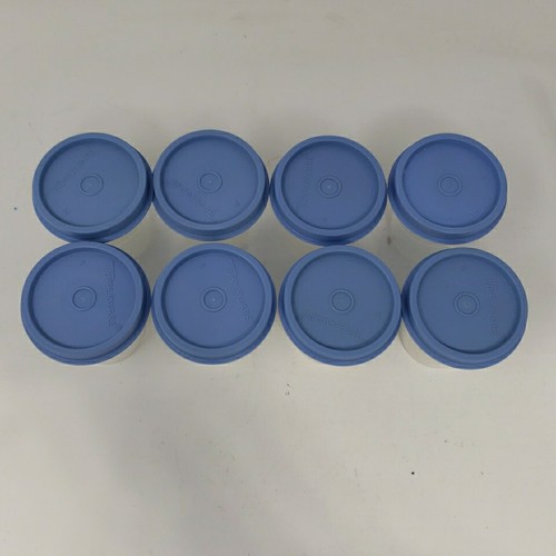 8 Tupperware Classic Sheer Midget Set 2oz/60ml Mini Behälter 101 BLAUE DECKEL - Bild 2 von 7