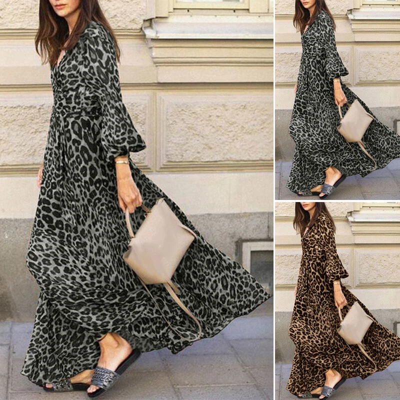 animal print maxi shirt dress
