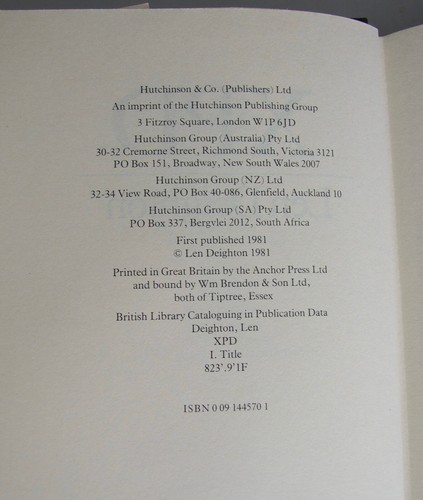 Len Deighton XPD, 1981, 1. Auflage, Erstdruck sehr guter Zustand im Schutzumschlag, Kalter Krieg - Bild 5 von 8