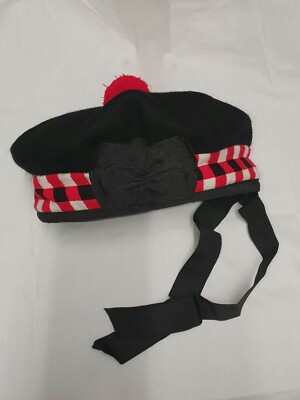 Cappello Scozzese Piper 100% Lana Pura Nero Glengarry Triplo Diced - Foto 6