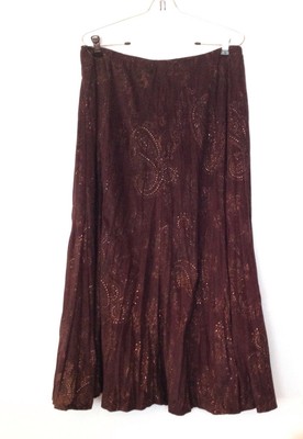 Affordable CHICOS Faux Suede Leather BOHEMIAN Peasant Maxi SKIRT  Size 1 810