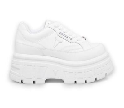 Windsor Smith Damen weiße klobige Turnschuhe Leder Plateau Turnschuhe - Swerve