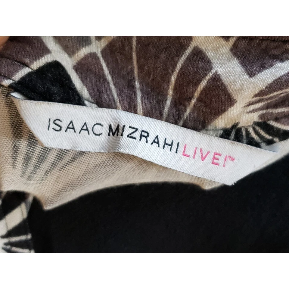 Isaac Mizrahi Sheath Dress Womens L Multi Geo Print Tie Waist Button Front Neck - Image 3 of 4