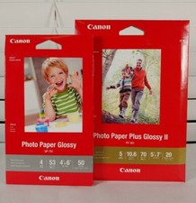 Lot of 2: Canon Glossy Photo Paper: 20 Sheets 5"x7" - 50 Sheets 4"x6"