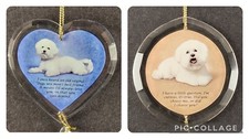 Danbury Mint Bichon Frise Glass Ornaments Choose Me Best Friend Dog Vtg Decor