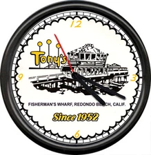 Tony's Restaurant Bar Diner Redondo Beach Pier Fisherman's Wharf 1952 Wall Clock