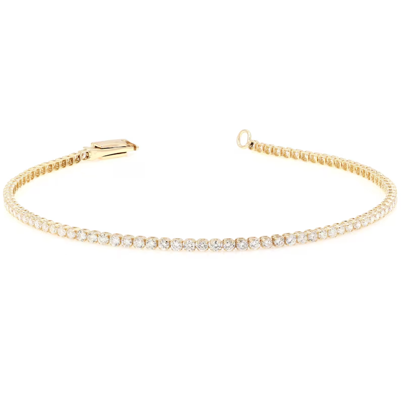 Round Cut Natural GH/SI Diamond Women's Tennis Bracelet 14K Yellow Gold