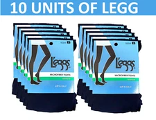 Leggs Casuals Womens Black Opaque Body Microfiber Tights Size B Set of 10