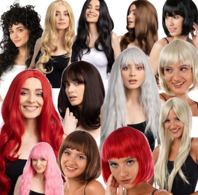 Luxus Damen Perücken Kostüm Cosplay lange Perücke kurze Perücke wellig gerade Bob