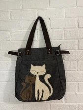 Cat Tote Bag Canvas Shoulder Bag Purse Shopper Reusable Grocery Book Bag