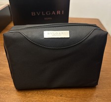 Bvlgari Parfums Makeup Toiletry Bag Black Textured 8.5  X6  X3  Unisex