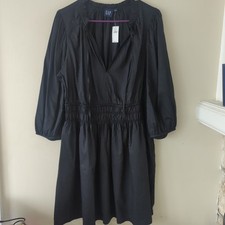NWT Gap Womens Black 3/4 Sleeve Shirt Dress Size L Summer Party/ Beach