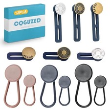 12 Pack Pants Button Extenders for Waist, No-Sew Metal Jean Extender for