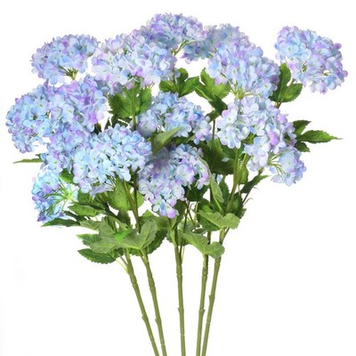 Blue Hydrangea Artificial Flowers, 5Pcs 26.8'' Faux Hydrangea Bouquet with 4 H...