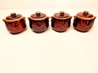 Vintage Hull USA Bicentennial Edition Bean Pot Brown Drip Glaze Crock Set of 4