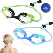 Vvinca Kids Swim Goggles with Bungee Strap No Leaking Anti Fog Toddler Goggles