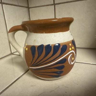Hispanic Pottery Barro Mug Hand Painted Clay Cup Handmade Chapala, Jalisco, MX