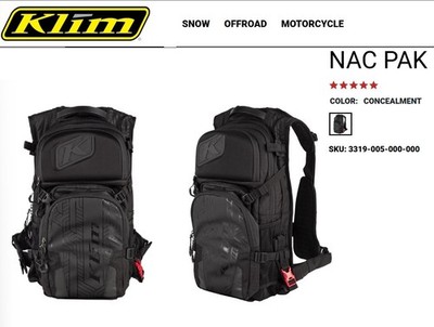 KLIM Nac Pak  13L /MD Size Off Trail Backpack, Concealment Black- 3319-005-***
