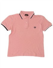 Fred Perry Womens Crop Polo Shirt UK 16 Large Pink Cotton DC15